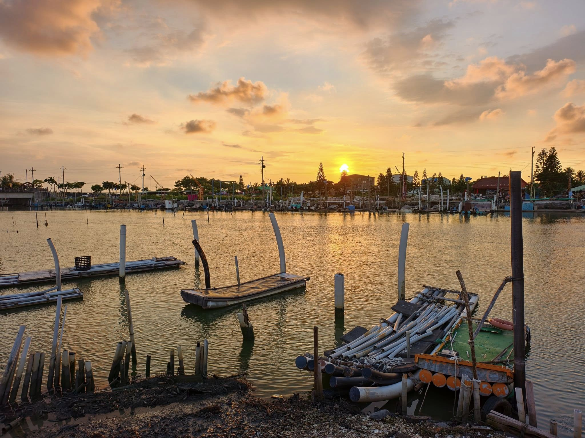 Qigu fishing village at sunset